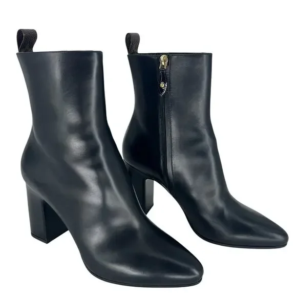 Louis Vuitton Donna Ankle Boots Black Calf Leather Monogram Studs Size 39.5 - Picture 4 of 16